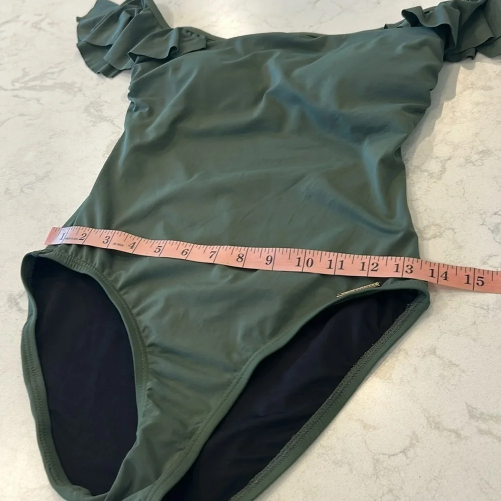 Vince Camuto Off Shoulder One Piece Swimsuit Green 6